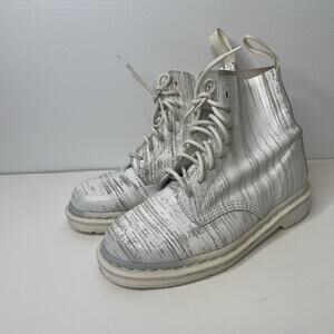 Dr. Martens Pascal Painter Leather Combat Boots Women’s US 8 Men’s US 7 White